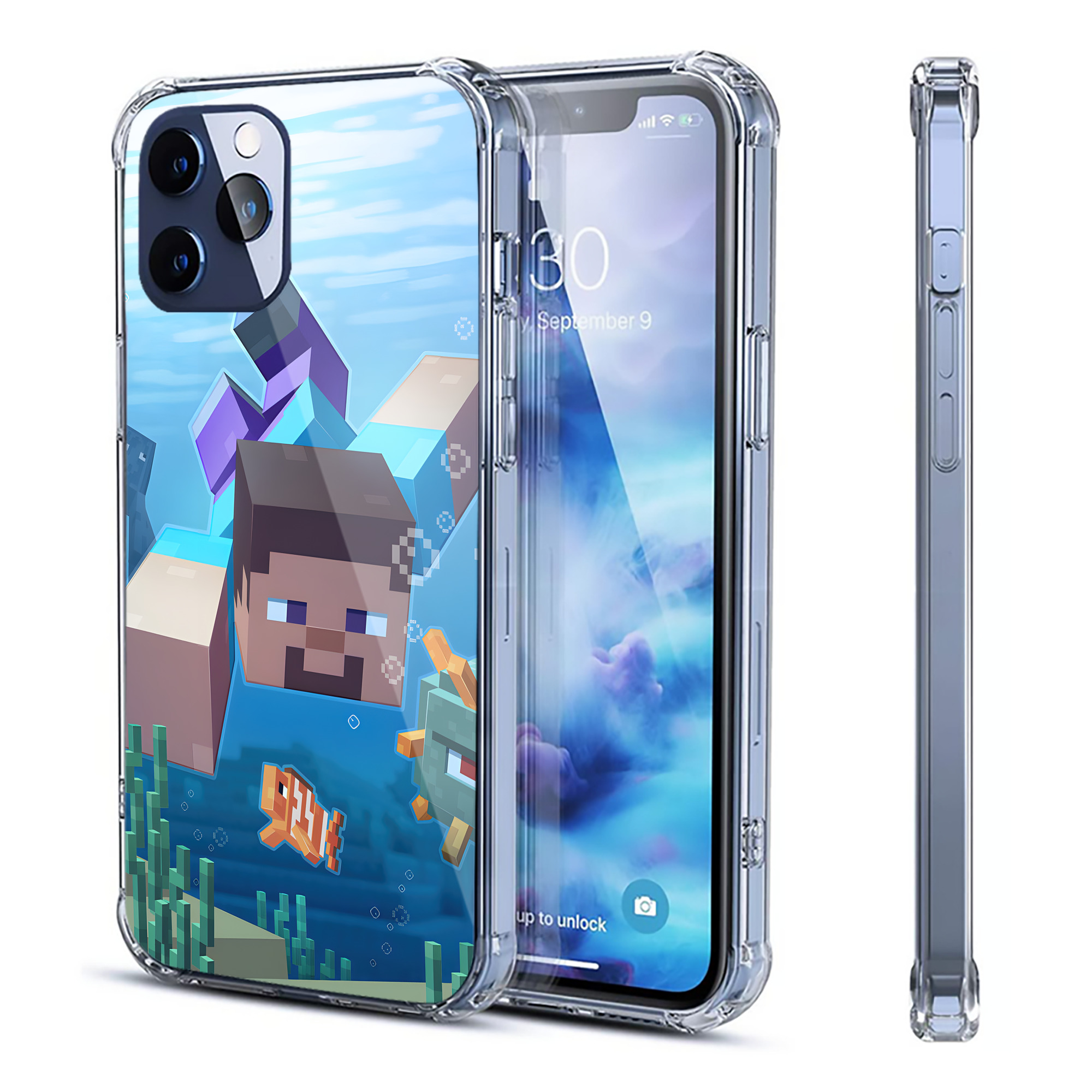 （画像用） マインクラフト ブロックの世界 Minecraft MC Block world 【iPhone 12シリーズ対応】透明スマホケース（クリアソフトケース）